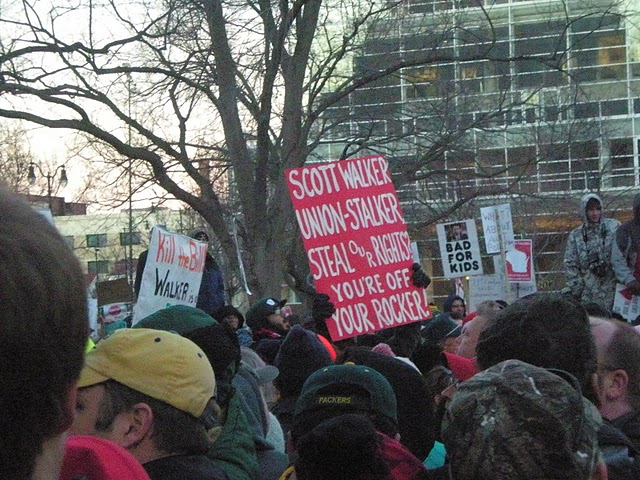 Workers during the Wisconsin protests.